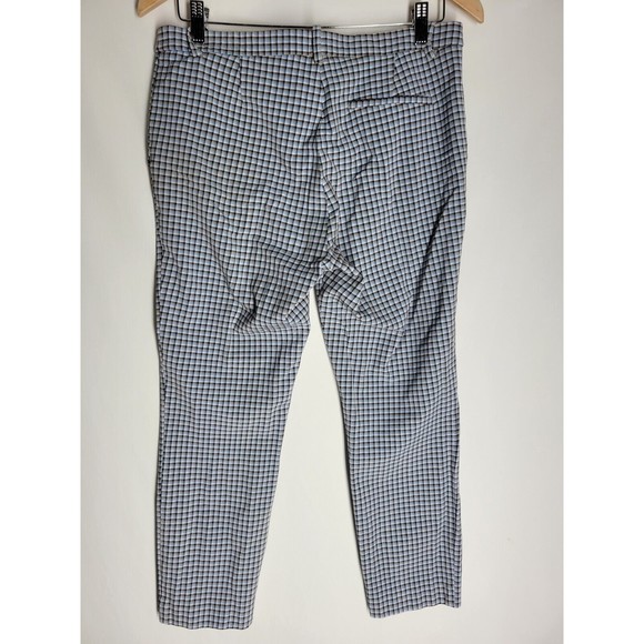 Theory Womens Checkered Capris Pants Blue Black Tapered Cropped Size 8 - Picture 2 of 10